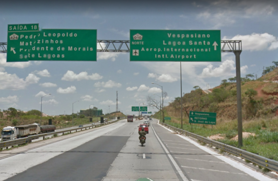 Trecho da Linha Verde, que liga o centro de BH ao Aeroporto Tancredo Neves, em Confins