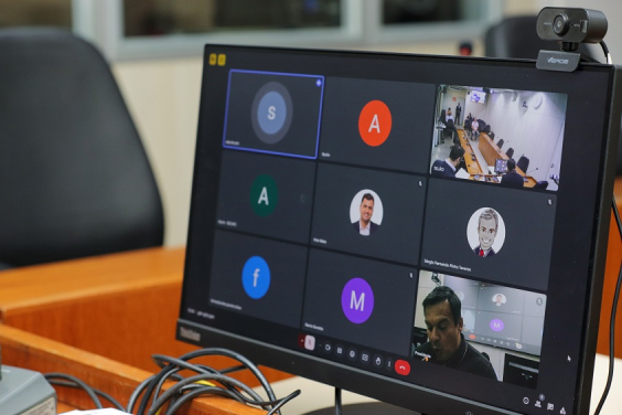 Tela de computador em que aparecem os integrantes da Comissão de Legislação e Justiça