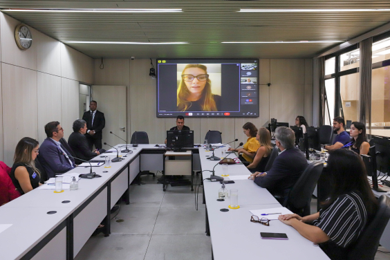 Vereadores e convidados se assentam no Plenário Helvécio Arantes para discussões