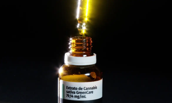 frasco de cannabis sativa