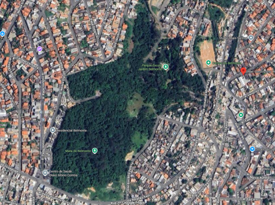 vista área da mata do belmonte em belo horizonte
