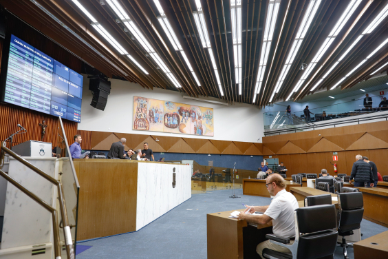 Vereadores reunidos durante votação em Plenário