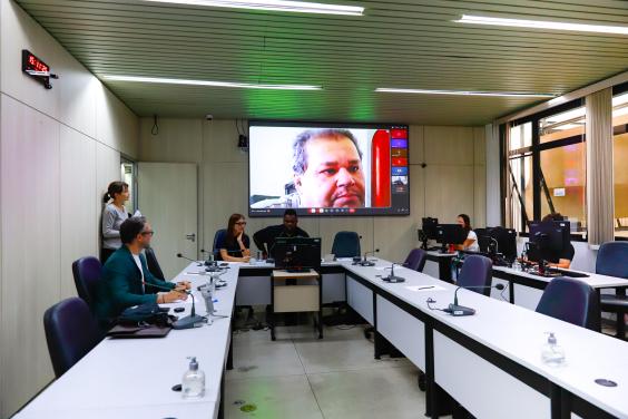 Pesquisadores e vereadores reunidos durante a comissão