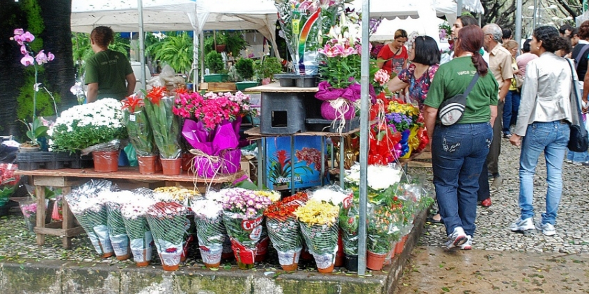 projeto estabelece que o expositor de flores poderá ocupar uma área de até 4 m² nas praças - Foto: Portal PBH