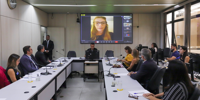 Vereadores e convidados se assentam no Plenário Helvécio Arantes para discussões
