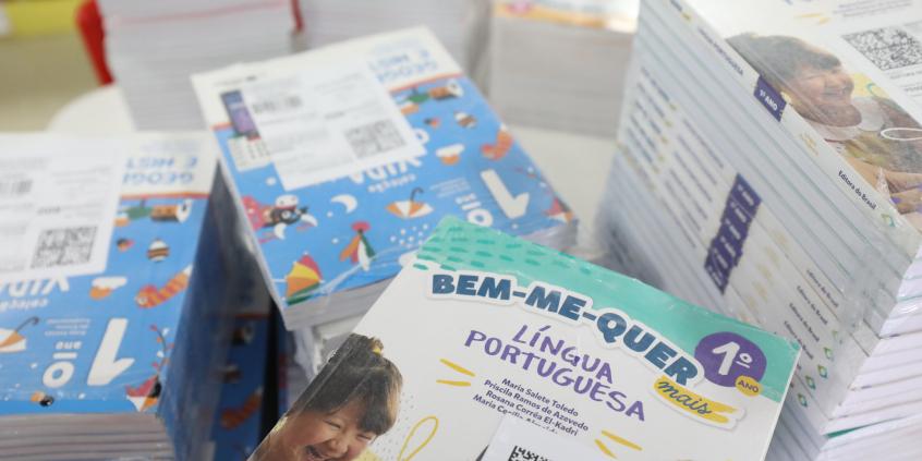 pilha de livros didáticos