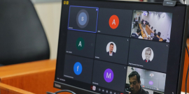 Tela de computador em que aparecem os integrantes da Comissão de Legislação e Justiça