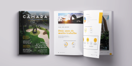 Capa e páginas da edição impressa de Câmara em Revista