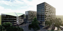Projeto do complexo hospitalar com três prédios