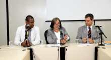 Juninho Paim (PT), Elaine Matozinhos (PTB) e Sérgio Fernando Pinho Tavares (PV), membros da Comissão