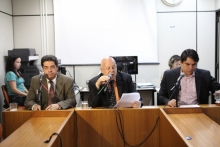 Vereadores Tarcísio Caixeta (PT), Henrique Braga (PSDB) e Jorge Santos (PRB)