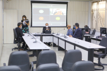 Wesley Autoescola, Fernando Luiz, Dimas da Ambulância e Jair Bolsonaro Di Gregório em reunião no Plenário Helvécio Arantes