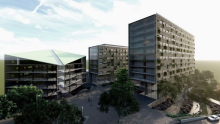 Projeto do complexo hospitalar com três prédios